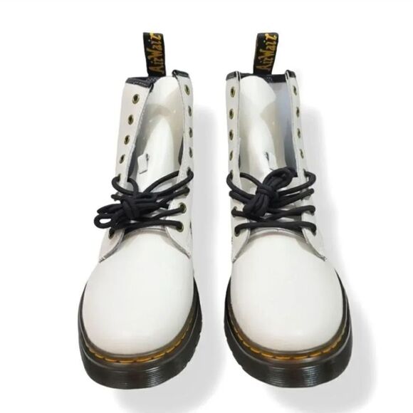 NEW Dr. Martens Zavala T Lamper Combat Boot in White Leather Unisex M 10/W 11 - Picture 4 of 15